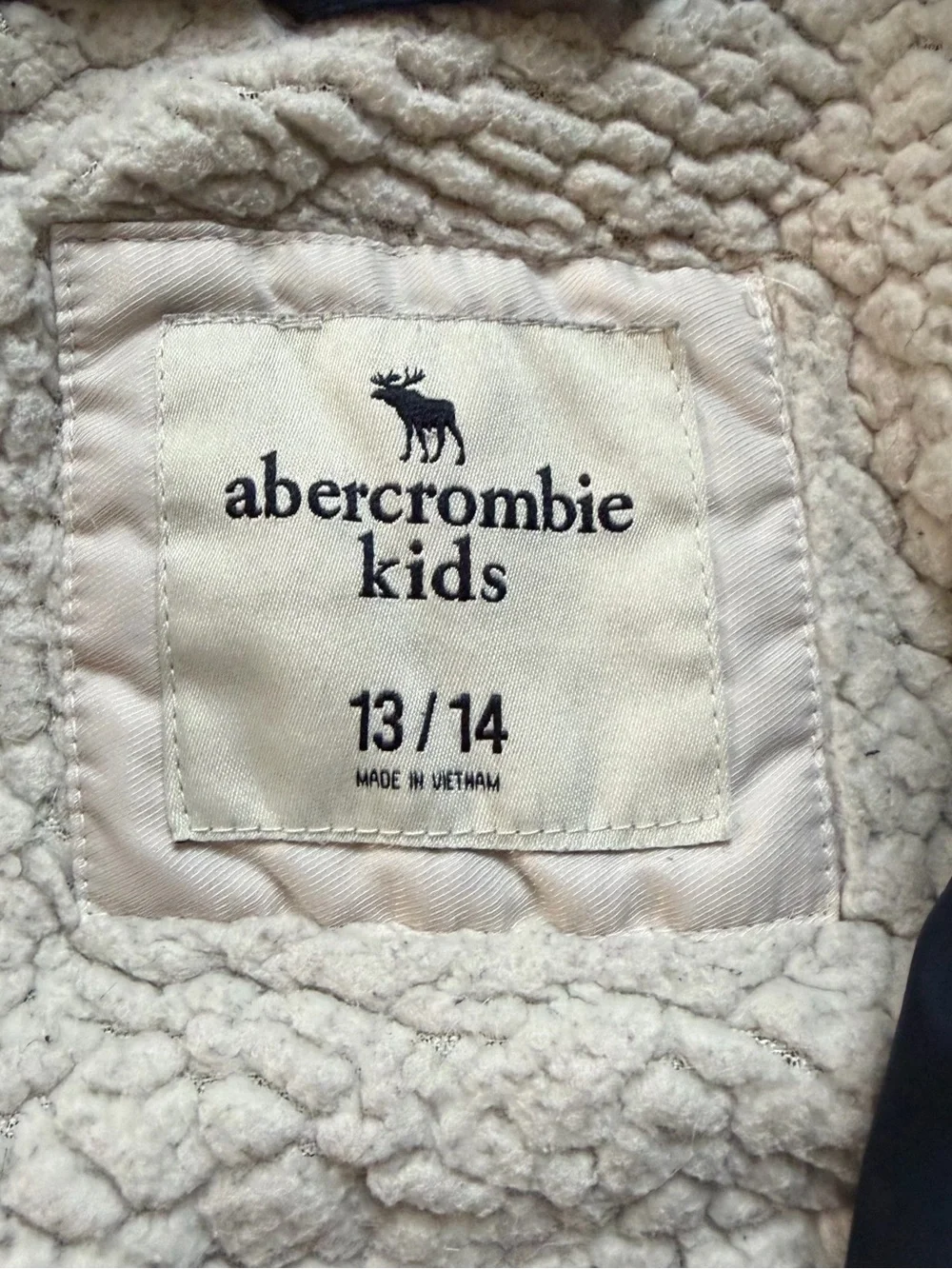abercrombie kids navy blue puffer coat with hood